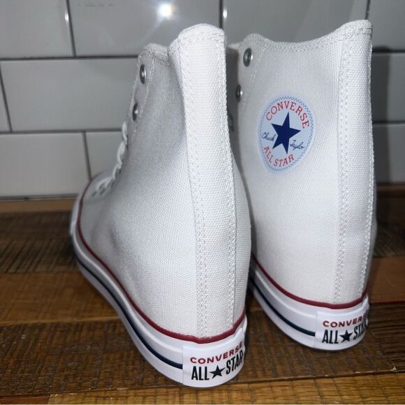 Converse Women All Star Platform  Hidden Wedge Heel Sneakers Chuck Taylor White - Picture 3 of 4